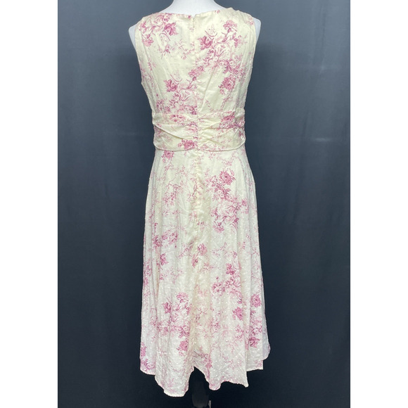 Connected Appl Dress Sz 12 Yellow Pink Floral A-line Cottagecore Romantic - Picture 4 of 9